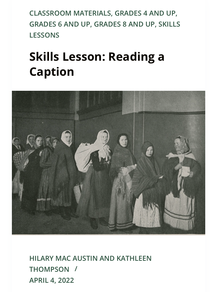 Thumbnail of skills lesson entitled "Skills Lesson: Reading a Caption"