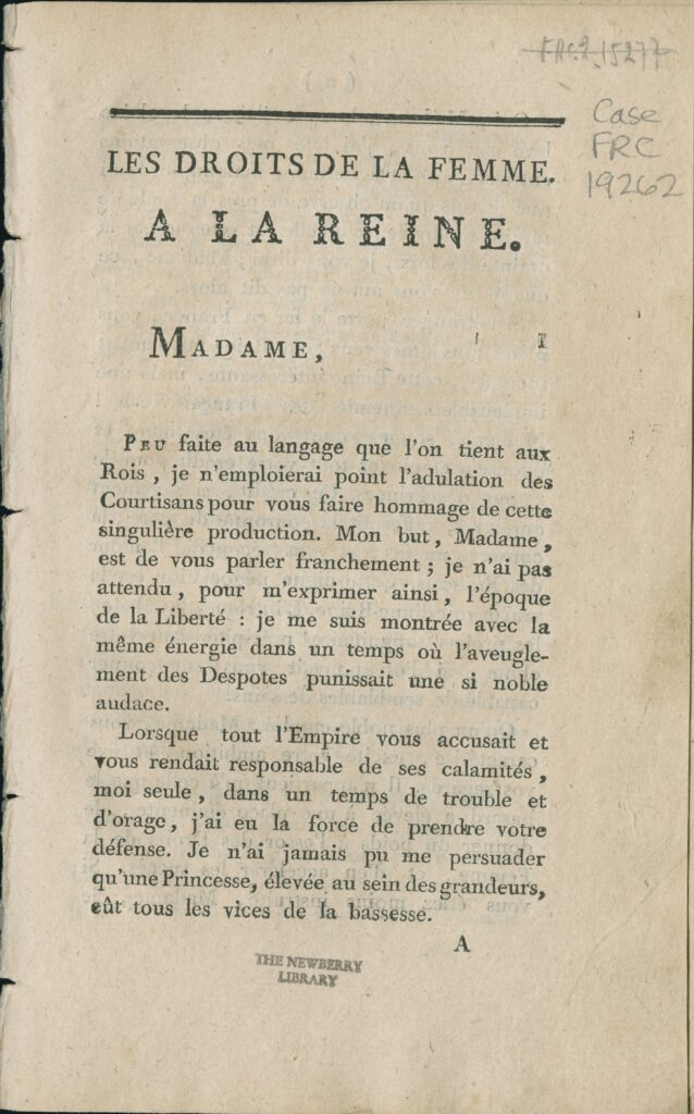 Single page of printed text in French