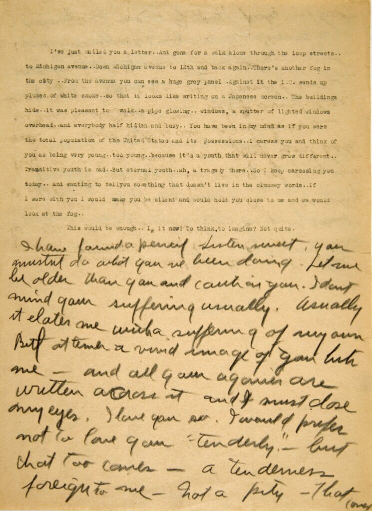 Half page of printed typewriter text followed by a paragraph of handwritten text in cursive.