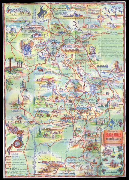 Colorful pictorial map illustrated with tourist sites