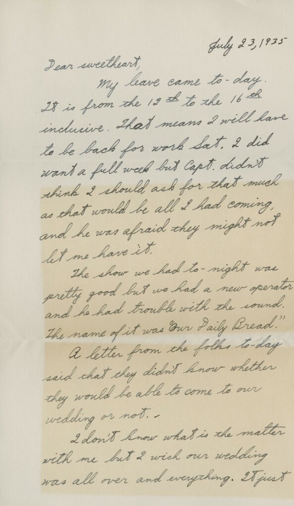 First page of a letter in handwritten text in cursive.