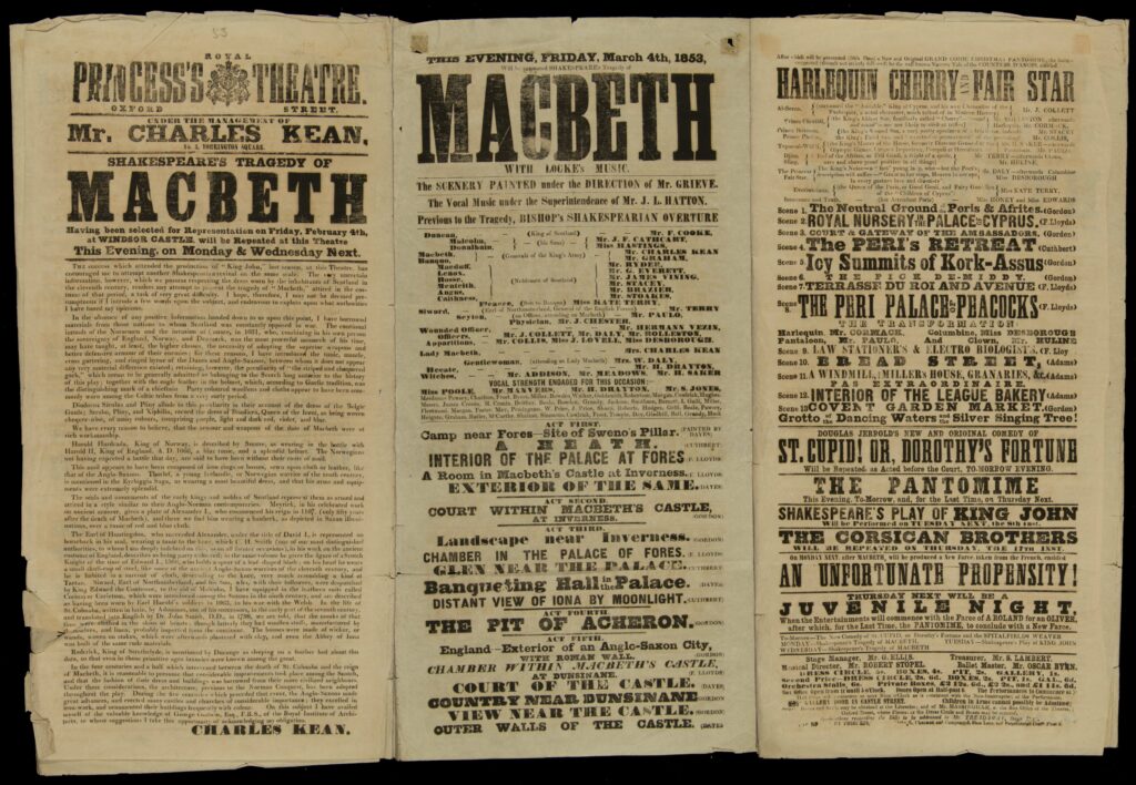 Playbill for the Theatre Royal Princess's Theatre's production of Macbeth