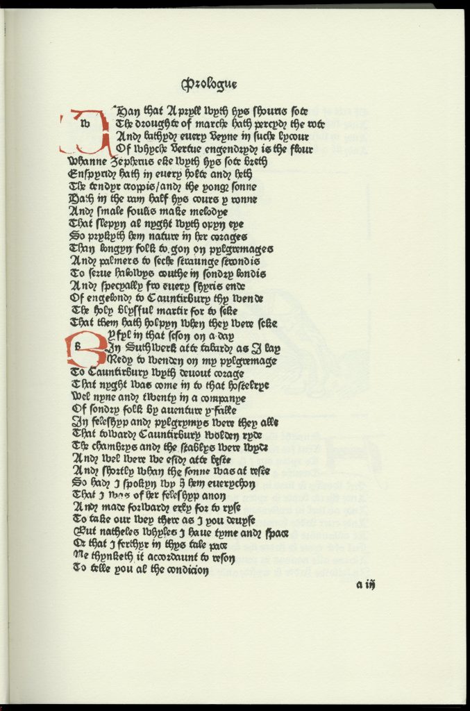 Page of one column of printed text in the style of medieval script.