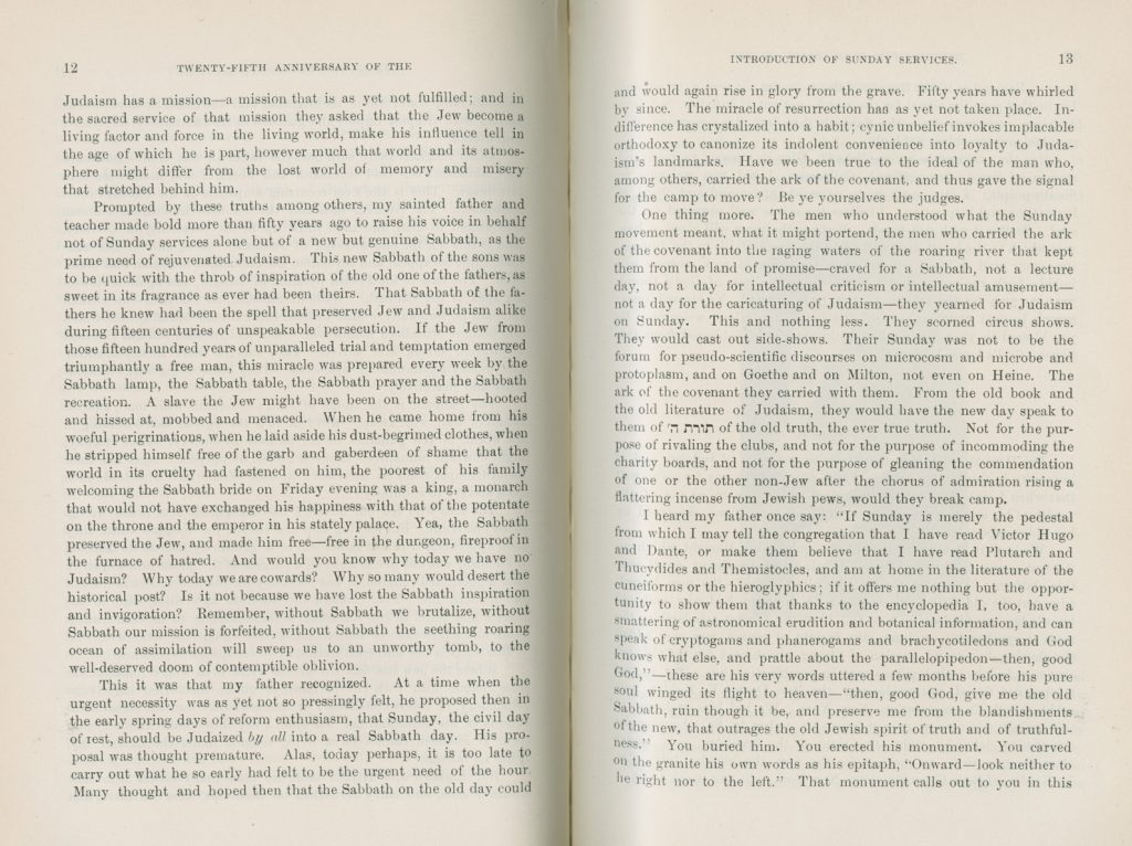 Address by Dr. E. G. Hirsch, Minister, 12-13 (1899)