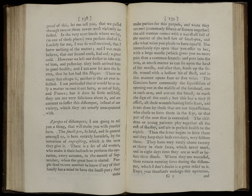 Two-page spread of an early printed book. Text is in black in an 18th-century font.