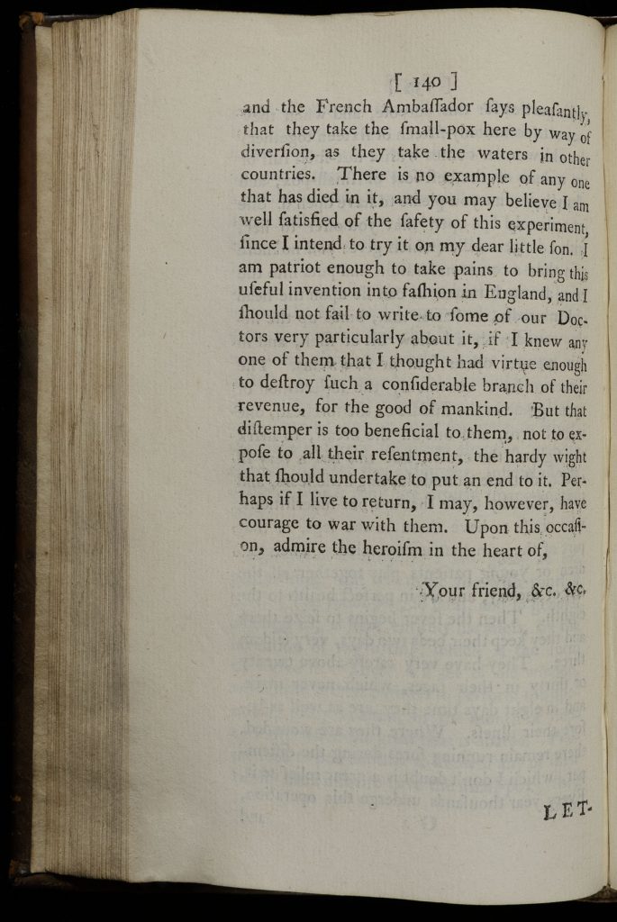 Single left-hand page of a printed book. Text is printed in a black 18th-century font.