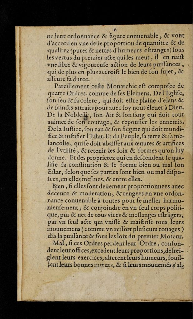 Full left-hand page of printed, black text in French. Text is in a17th century typeface.