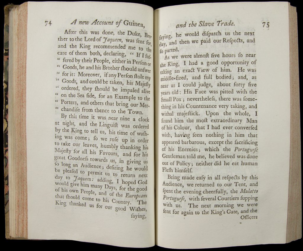 Two-page spread of an early printed book in English. Text is in black in an 18th-century font.