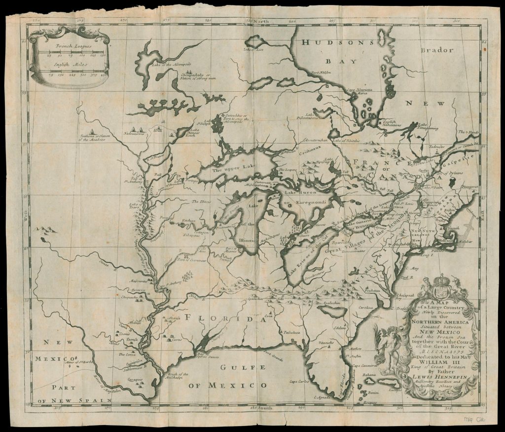 Hand-drawn map of central and eastern North America labeled in French.