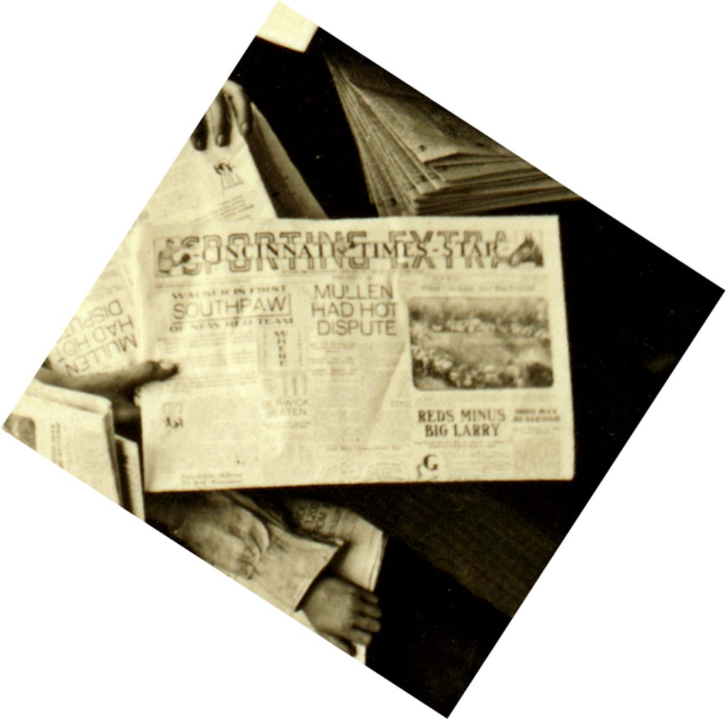 Closeup of a newspaper. Header reads, "Cincinnati Times-Star: Sporting Extra."