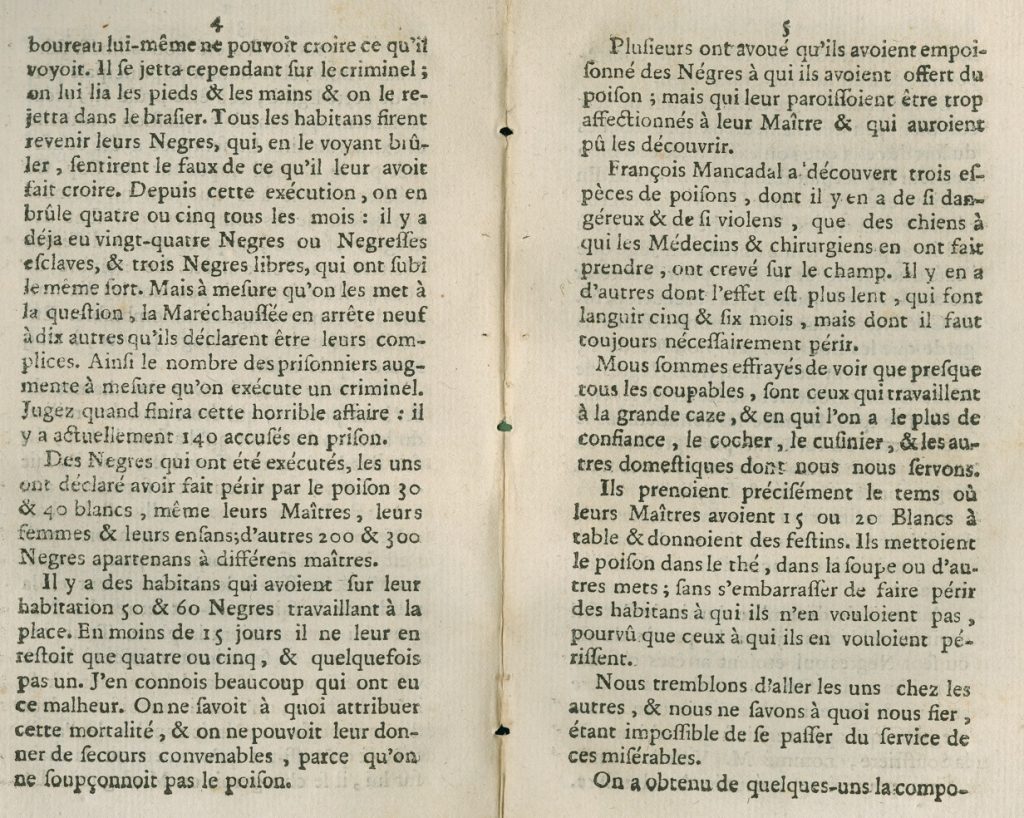 Dwustronicowa rozkładówka z drukowanym tekstem w języku francuskim