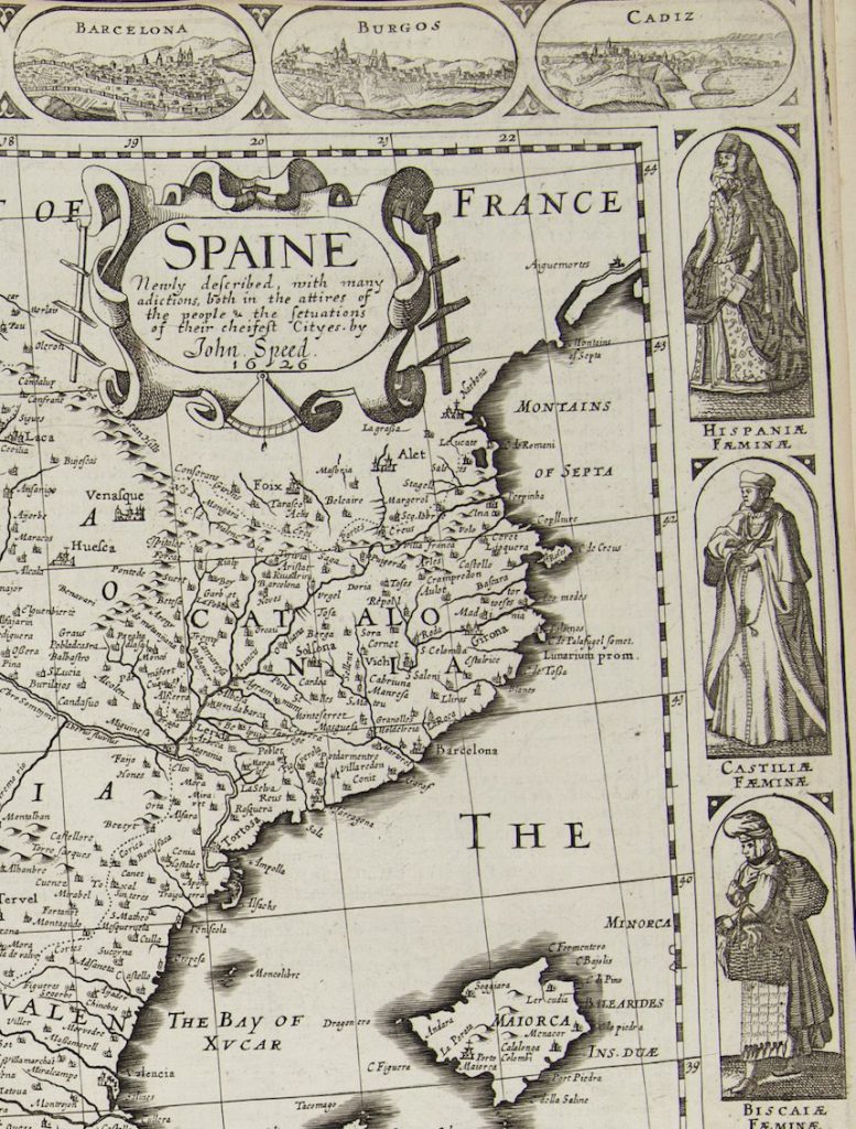 Detail of map depicting title and author
