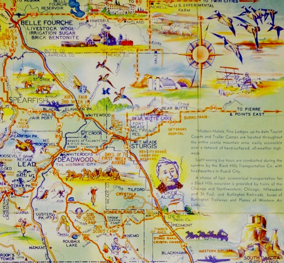 Detail of colorful Black Hills map