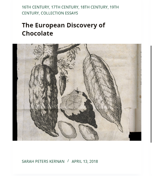 Thumbnail of collection essay entitled "The European Discovery of Chocolate"